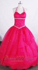 Simple Ball Gown Halter Neckline Floor-length Flower Girl Pageant Dress With Beaded Decorate  Pageant Dresses