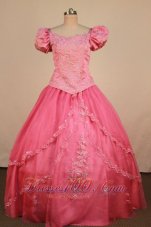 Formal WatermelonLittle Girl Pageant Dress Scoop Neck With Applqiues Organza  Pageant Dresses