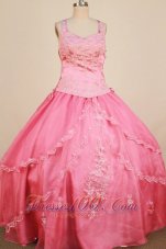 Applqiues Ball Gown 2013 Little Girl Pageant Dress Straps With Watermelon Organza  Pageant Dresses