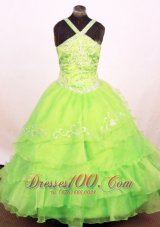 Exquisite Ruffled Layeres Little Girl Pageant Dress Spring Green Straps Floor-Length In 2013  Pageant Dresses