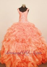 Exquisite Ruffles Little Girl Pageant Dress Orange Red Straps With Orange Red  Pageant Dresses