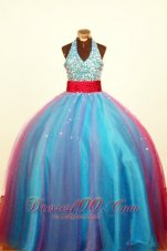 Multi-color Halter Little Girl Pageant Dress Beaded Decorate Bust Beading Ball Gown In 2013  Pageant Dresses