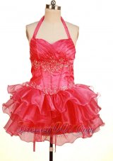 Perfect Short Little Girl Pageant Dresses Halter Top Neck Mini-Length Beading  Pageant Dresses