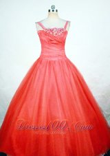Simple Strap Orange Red Little Girl Pageant Dresses With Ball Gown  Pageant Dresses