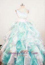 Gorgeous A-Line Beaded Decorate Shoulder Multi-color Organza Beading Little Girl Pageant Dresses  Pageant Dresses