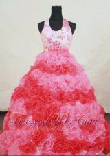 Designer Halter Top Organza Appliques Little Girl Pageant Dresses With Multi-color Hottest  Pageant Dresses