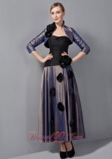 2013 Custom Made Purple Empire Mother Of The Bride Dress Strapless Hand Made Flowers Ankle-length Taffeta