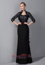 2013 Custom Made Black Column Mother Of The Bride Dress Sweetheart Appliques Floor-length Chiffon