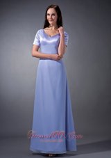 2013 Latest Lilac Cloumn V-neck Bridesmaid Dress Chiffon Ruch Ankle-length