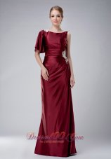 New Custom Made Burgundy Column Bateau Mother Of The Bride Dress Taffeta Appliques Floor-length