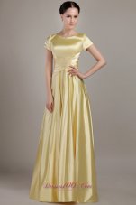 New Light Yellow Empire Scoop Neck Floor-length Taffeta Beading Mother of the Bride Dress