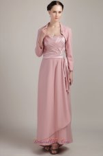 New Baby Pink Column / Sheath Wide Straps Floor-length Elastic Woven Satin Beading Mother Of The Bride Dress