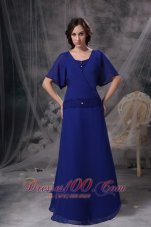 Popular Blue A-line Square Floor-length Chiffon Beading Mother Of The Bride Dress