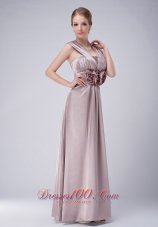 Popular Modest Lilac Empire V-neck Mother Of The Bride Dress Taffeta Hand Made Flowers Floor-length
