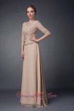 Popular Customize Champagne Empire V-neck Mother Of The Bride Dress Chiffon Beading Floor-length