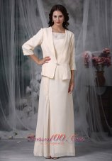 Discount Champagne Column Scoop Floor-length Chiffon Appliques Mother Of The Bride Dress