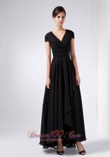 Discount Brand New Black A-line V-neck Sequins Mother Of The Bride Dress Ankle-length Chiffon
