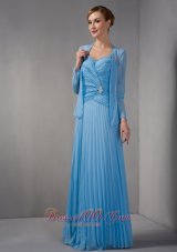 Discount Elegant Teal Empire Mother Of The Bride Dress Straps Appliques Floor-length Chiffon