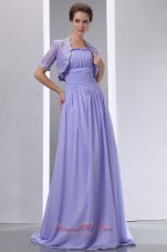 Discount Sweet Lilac A-line Spaghetti Straps Ruch Mother Of The Bride Dress Brush Chiffon
