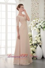 Discount Champagne Column / Sheath V-neck Floor-length Chiffon Beading Mother Of The Bride Dress