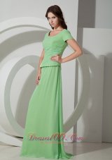 Elegant Beautiful Spring Green Empire Scoop Mother Of The Bride Dress Brush Train Chiffon Beading