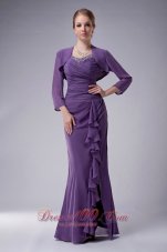 Elegant Custom Made Purple Column Straps Mother Of The Bride Dress Chiffon Beading Floor-length