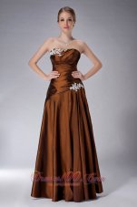 Elegant Beautiful Brown Empire Strapless Mother Of The Bride Dress Taffeta Appliques Floor-length