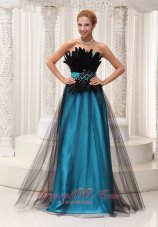 2013 Feather and Beaded Decorate Bust Tulle and Taffeta Prom / Pageant Dress For 2013 Strapless and Floor-length