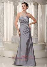 2013 Gray Column Sweetheart Floor-length Elastic Woven Satin Appliques and Beading Prom Dress