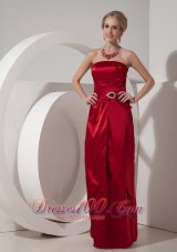 2013 Wine Red Elegant Bridesmaid Dress Column Strapless Satin Beading