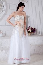 2013 White Sweetheart Prom / Evening Dress with Gold Detail