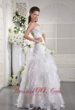 2013 White Column Strapless Floor-length Organza Appliques Prom / Evening Dress