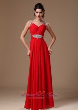 Best Red Beaded Decorate Shoulder Customize Empire 2013 New Style Evening Dress In Tuscaloosa Alabama
