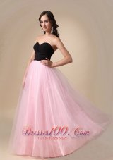 Best Black and Pink A-line Sweetheart Floor-length Taffeta and Tulle Ruch Prom / Pagent Dress
