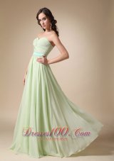 Best Yellow Green Empire Sweetheart Floor-length Belt Chiffon Prom / Evening Dress