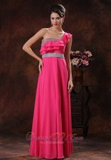 Best 2013 Payson Arizona One Shoulder Hot Pink Beaded Decorate Prom Dress