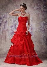 Best Custom Made Red A-line Sweetheart Quinceanera Dress Taffeta Appliques Brush Train