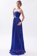 Best Royal Blue Empire Sweetheart Beading Prom Dress Brush Train Chiffon