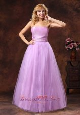 Clearence Strapless Neckline Tulle Lavender Princess Bridesmaid Dress For Wedding Party