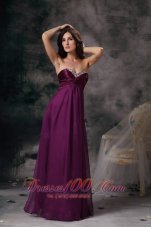 Clearence New Dark Purple Prom Dress Empire Sweetheart Chiffon Beading Floor-length