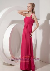 Clearence Beautiful Coral Red Junior Prom Dress One Shoulder Chiffon