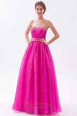 Clearence Fuchsia A-line Sweetheart Prom Dress Tulle Beading Floor-length