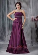 Plus Size Dark Purple A-line / Princess Sweetheart Prom Dress Beading Brush Train Taffeta