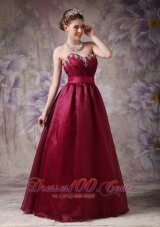 Plus Size Formal Burgundy A-line Sweethear Prom Dress Taffeta and Organza Beading