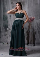 Plus Size Exquisite Dark Green Prom / Evening Dress Empire Sweetheart Chiffon Belt Brush Train