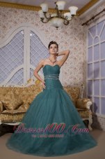 Plus Size Peacock Green Mermaid Sweetheart Brush Train Tulle Beading Prom / Evening Dress