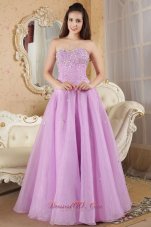 Designer Lavender A-line Sweetheart Prom / Evening Dress Organza Beading Floor-length