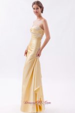 Designer Champagne Column / Sheath Sweetheart Prom DressTaffeta Appliques with Beading Floor-length