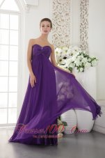 Designer Eggplant Purple Empire Sweetheart Floor-length Chiffon Beading Prom / Evening Dress