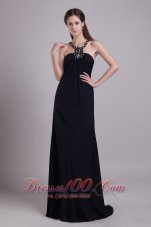 Designer Black Empire Floor-length Chiffon Beading Prom / Evening Dress